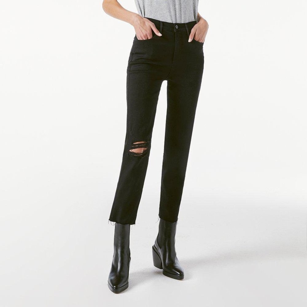 FRAME - Le Sylvie Crop Raw Edge Blackfish Rips (NWT)